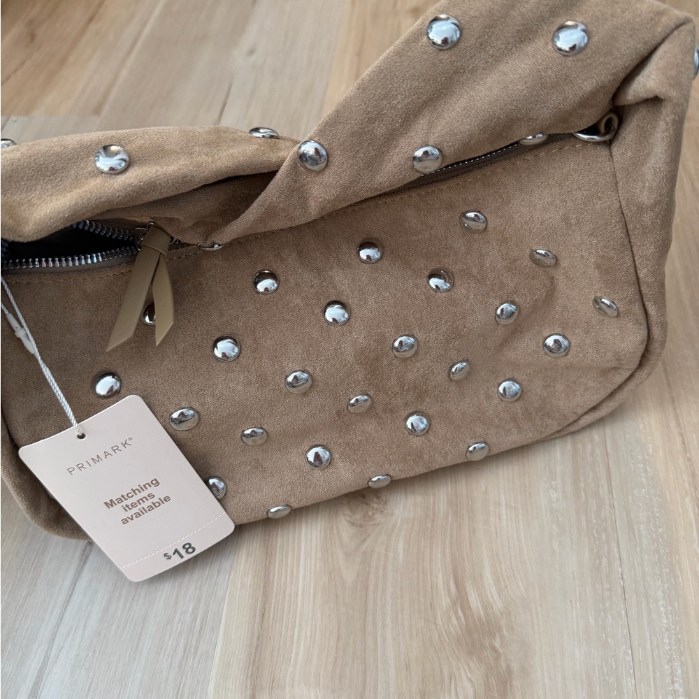 Studded Tan Shoulder Bag - Picture 9 of 11